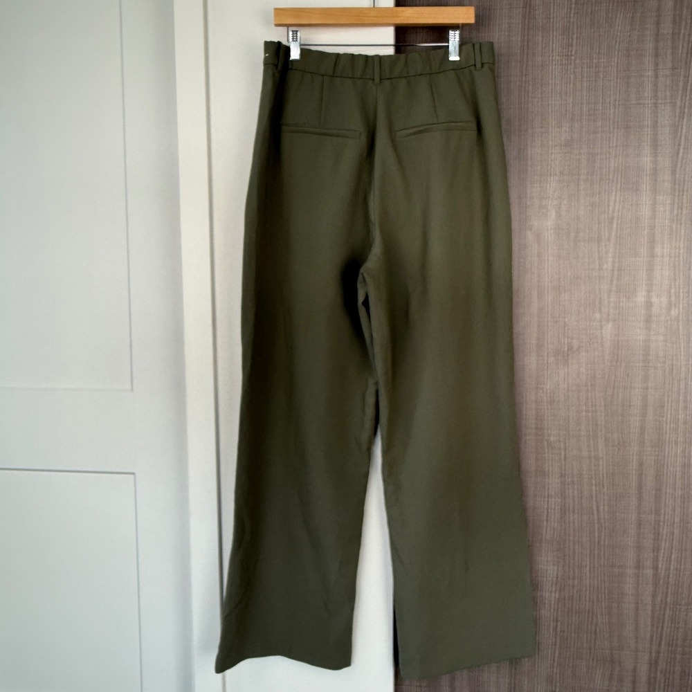 Abercrombie & Fitch Olive Green Sloane Tailored Wide Leg Trouser Pants Long - Picture 8 of 12